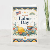 Patriotic Americana Happy Labor Day カード (正面)