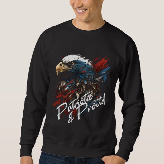 Patriotic and Proud Bald Eagle 4th of July スウェットシャツ (正面)