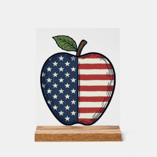 Patriotic Apple Vintage Engraving Vector Design_1 アクリルサイン