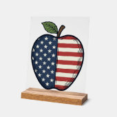 Patriotic Apple Vintage Engraving Vector Design_1 アクリルサイン (傾斜)