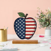 Patriotic Apple Vintage Engraving Vector Design_1 アクリルサイン (ウェディング)