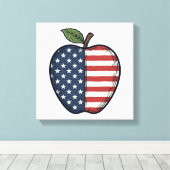 Patriotic Apple Vintage Engraving Vector Design_1 キャンバスプリント (インサイチュ (ウッドフロア))