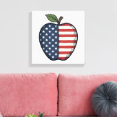 Patriotic Apple Vintage Engraving Vector Design_1 キャンバスプリント (インサイチュ (リビング))