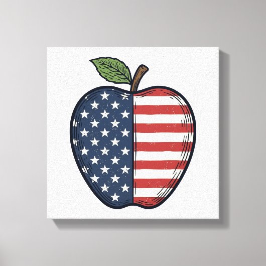 Patriotic Apple Vintage Engraving Vector Design_1 キャンバスプリント (正面)
