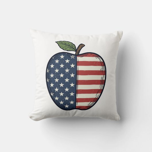 Patriotic Apple Vintage Engraving Vector Design_1 クッション (正面)