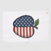 Patriotic Apple Vintage Engraving Vector Design_1 ゴルフタオル (横)