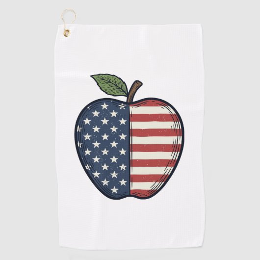 Patriotic Apple Vintage Engraving Vector Design_1 ゴルフタオル (正面)