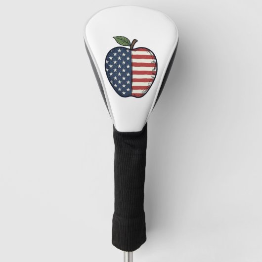 Patriotic Apple Vintage Engraving Vector Design_1 ゴルフヘッドカバー (正面)
