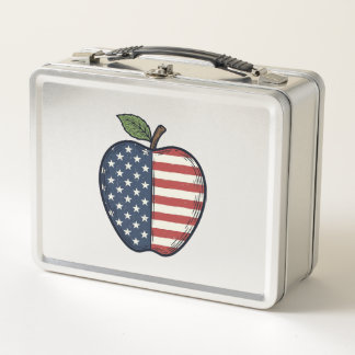 Patriotic Apple Vintage Engraving Vector Design_1 メタルランチボックス