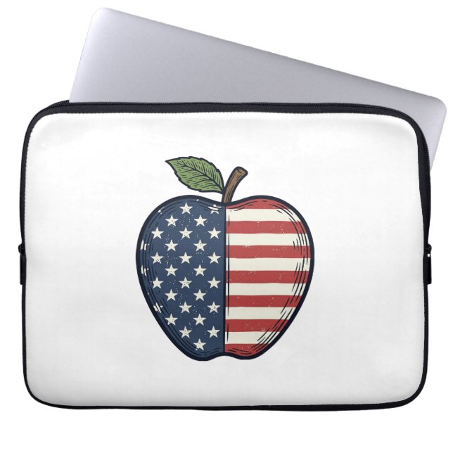 Patriotic Apple Vintage Engraving Vector Design_1 ラップトップスリーブ (正面)