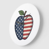 Patriotic Apple Vintage Engraving Vector Design_1 ラージ壁時計 (傾斜)