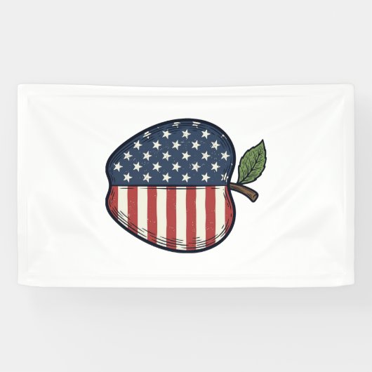Patriotic Apple Vintage Engraving Vector Design_1 横断幕 (横)