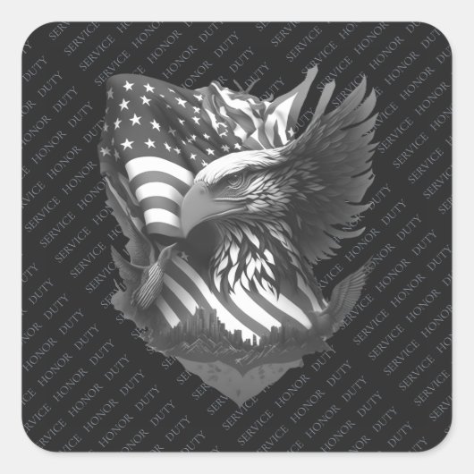 Patriotic Appreciation Thank You Military Veterans スクエアシール (正面)