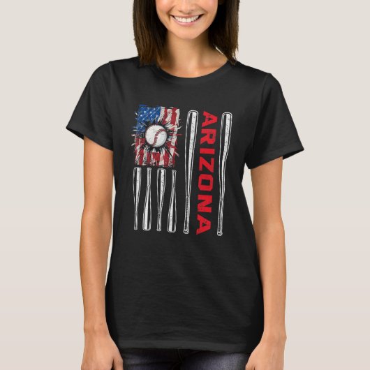 Patriotic Arizona Softball US American Flag Baseba Tシャツ (正面)