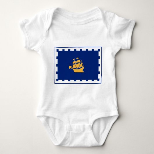 Patriotic baby bodysuit with flag of Quebec City ベビーボディスーツ (正面)