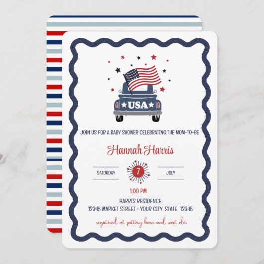 Patriotic Baby Shower Invitation 招待状 (正面/裏面)