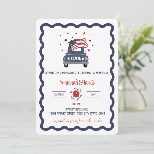 Patriotic Baby Shower Invitation 招待状 (スタンド正面)
