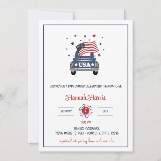 Patriotic Baby Shower Invitation 招待状 (正面)