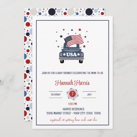 Patriotic Baby Shower Invitation 招待状 (正面/裏面)