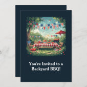 Patriotic Backyard BBQ Scene – 4th of July 招待状 (正面/裏面)