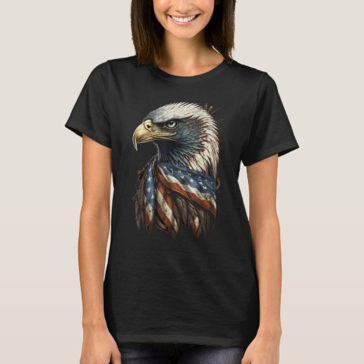 Patriotic Bald Eagle 4th Of July Men USA American Tシャツ (正面)