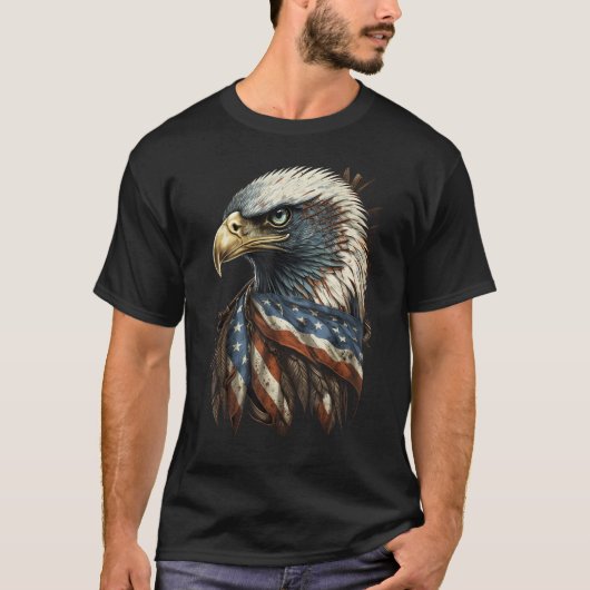 Patriotic Bald Eagle 4th Of July Men USA American  Tシャツ (正面)