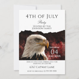 Patriotic Bald Eagle 4th of July Party Invitation 招待状