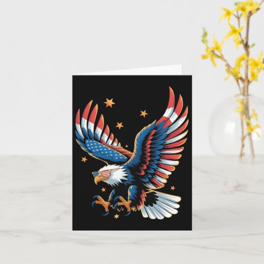 Patriotic Bald Eagle American Flag 4th Of July Eag カード (黄色い花)