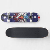 Patriotic Bald Eagle American Flag Custom Complete スケートボード (横)