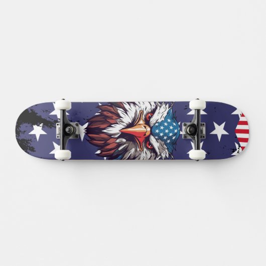 Patriotic Bald Eagle American Flag Custom Complete スケートボード (横)