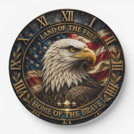 Patriotic Bald Eagle American USA Flag ペーパープレート