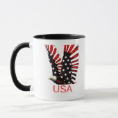 Patriotic Bald Eagle Flying Design マグカップ (左)