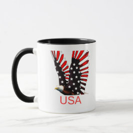 Patriotic Bald Eagle Flying Design マグカップ