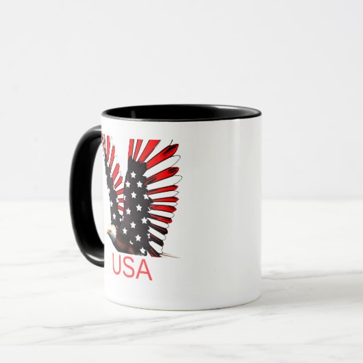 Patriotic Bald Eagle Flying Design マグカップ (正面左)