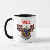 Patriotic Bald Eagle Flying Design マグカップ (左)