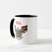 Patriotic Bald Eagle Flying Design マグカップ (正面左)