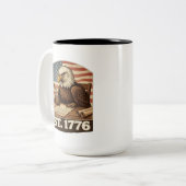 Patriotic Bald Eagle Founding Father 1776 ツートーンマグカップ (正面左)