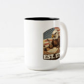 Patriotic Bald Eagle Founding Father 1776 ツートーンマグカップ (正面右)