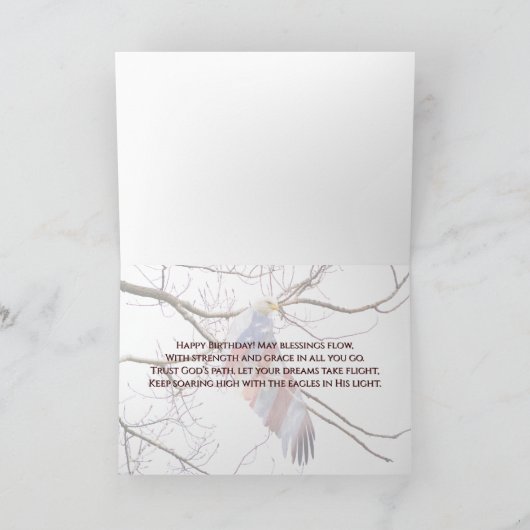 Patriotic Bald Eagle Happy Birthday カード (内部)
