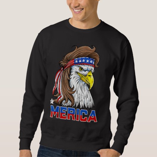 Patriotic Bald Eagle Men 4 Of July American Fla スウェットシャツ (正面)