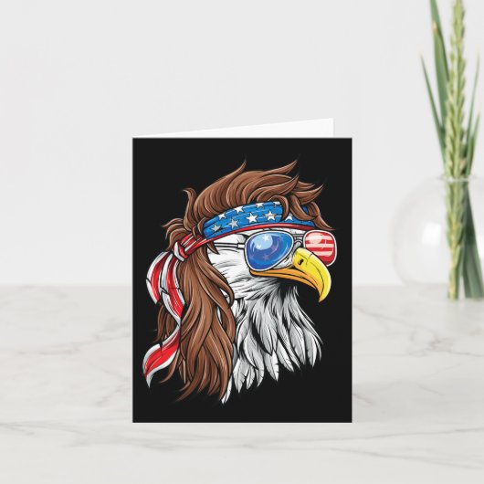 Patriotic Bald Eagle Mullet Usa American Flag 4th カード (正面)