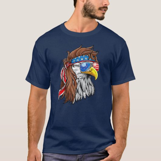 Patriotic Bald Eagle Mullet USA American Flag 4th Tシャツ (正面)