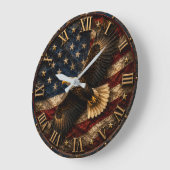 Patriotic Bald Eagle USA Freedom Flag ラージ壁時計 (傾斜)