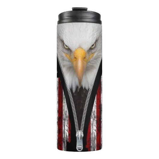 Patriotic Bald Eagle Zipper USA Flag  タンブラー (正面)