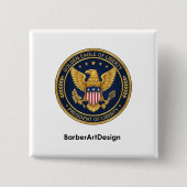 Patriotic Barber Unity Shield - Professional Round 缶バッジ (正面)