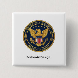 Patriotic Barber Unity Shield - Professional Round 缶バッジ