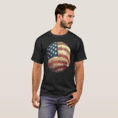 Patriotic Baseball 4th Of July USA American Flag Tシャツ (正面フル)