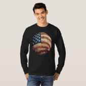 Patriotic Baseball 4th Of July USA American Flag Tシャツ (正面フル)