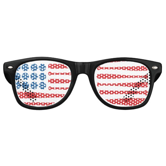 Patriotic Baseball Sunglasses – USA Flag Lens Desi レトロサングラス (正面)