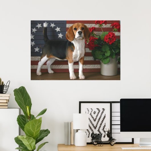 Patriotic Beagle ポスター (ホームオフィス)
